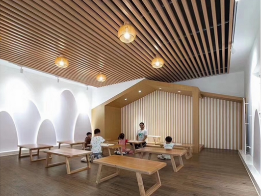 咖啡馆铝方通吊顶展示