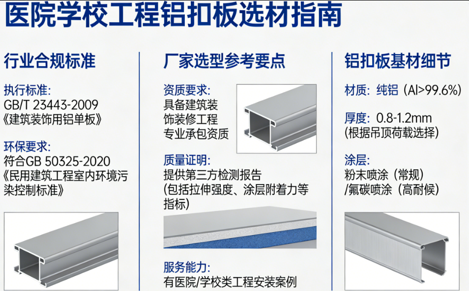 医院学校工程铝扣板选材：行业合规标准与厂家选型参考要点